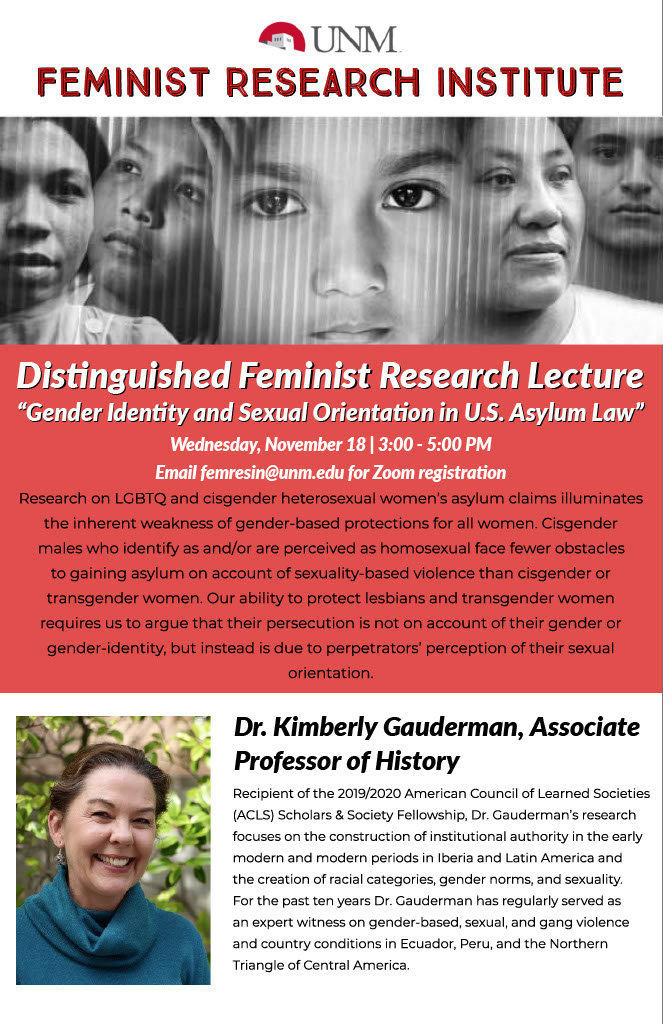 Photo: Distinguished Feminist Research Lecture: Gender Identity and Sexual Orientation in U.S. Asylum Law