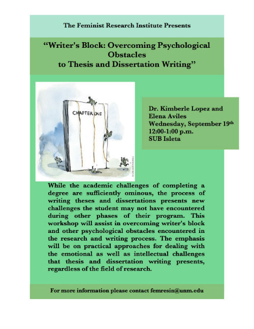 Photo: Writer's Block: Overcoming Psychological Obstacles to Thesis and Dissertation Writing
