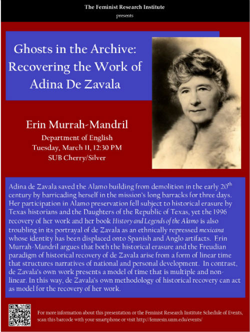 Photo: Ghosts in the Archive: Recovering the Work of Adina De Zavala